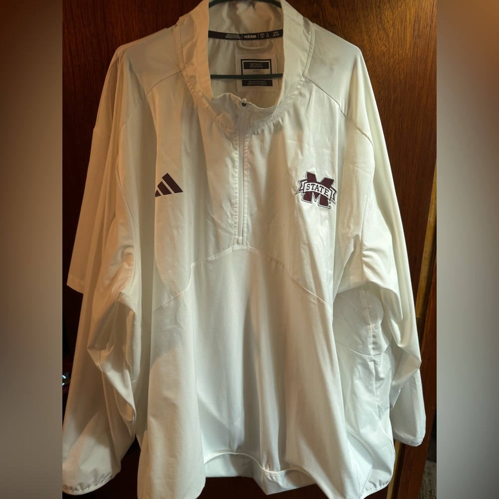 Official Adidas Mississippi State On-Field long sleeve white pullover- 4X